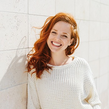 Woman smiling outside