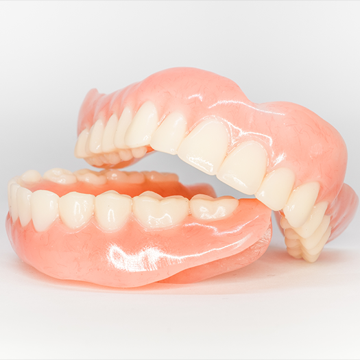 Close up of two full dentures