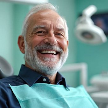 Happy, smiling senior dental patient
