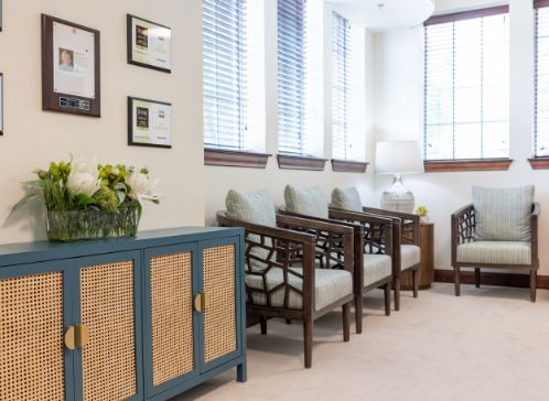 Chairs in dental office waiting room